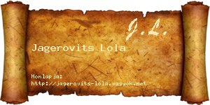 Jagerovits Lola névjegykártya